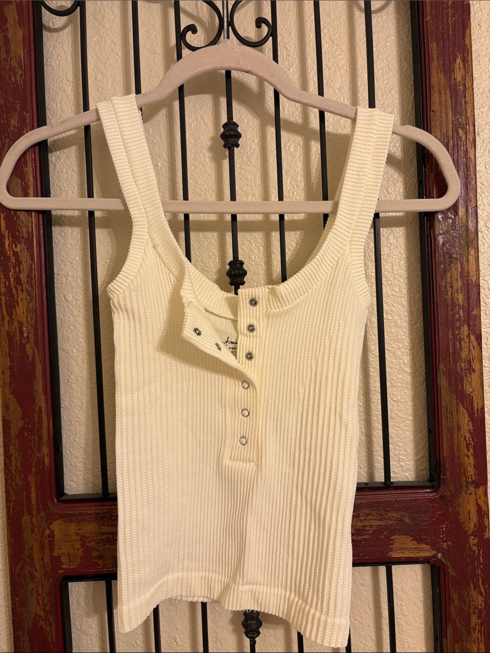NWOT Ribbed Scoop Neck Button-Front Tank Top in Cream